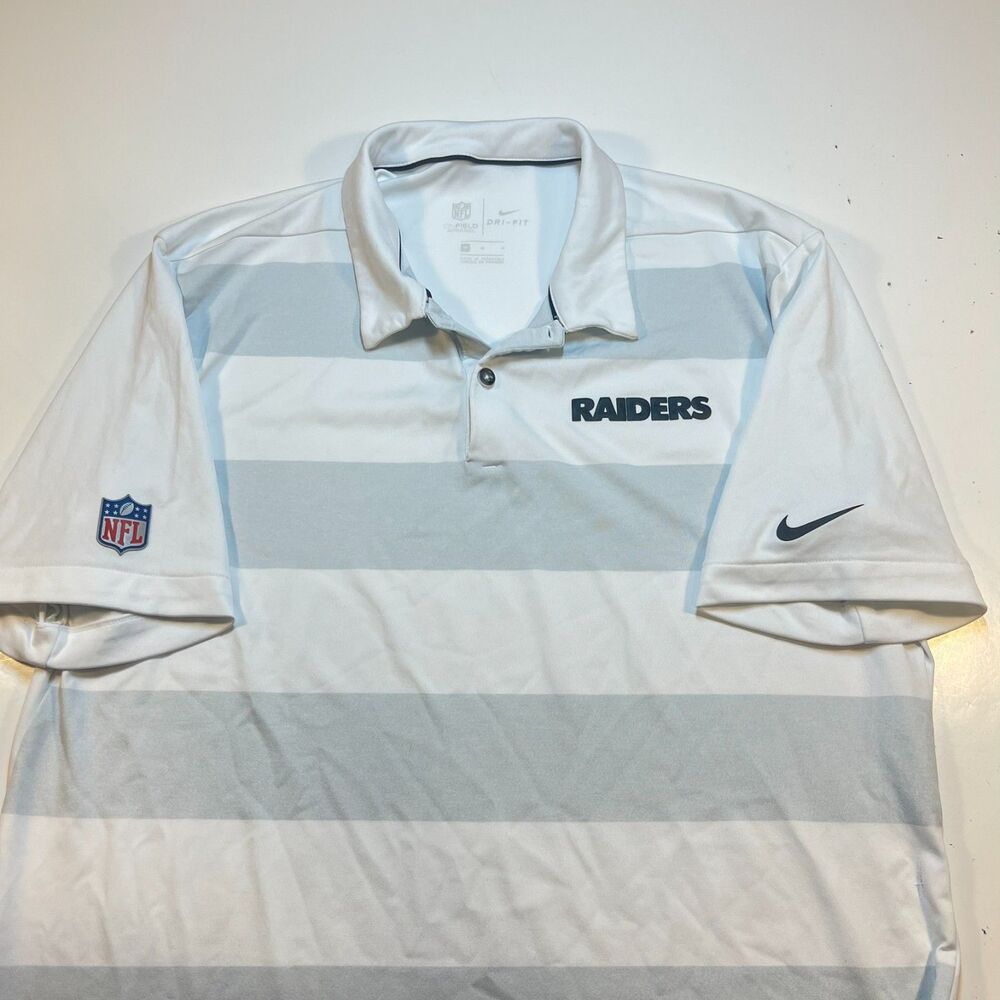 LAS VEGAS RAIDERS NFL FOOTBALL NIKE DRI FIT POLO GOLF SHIRT Sz Mens M
